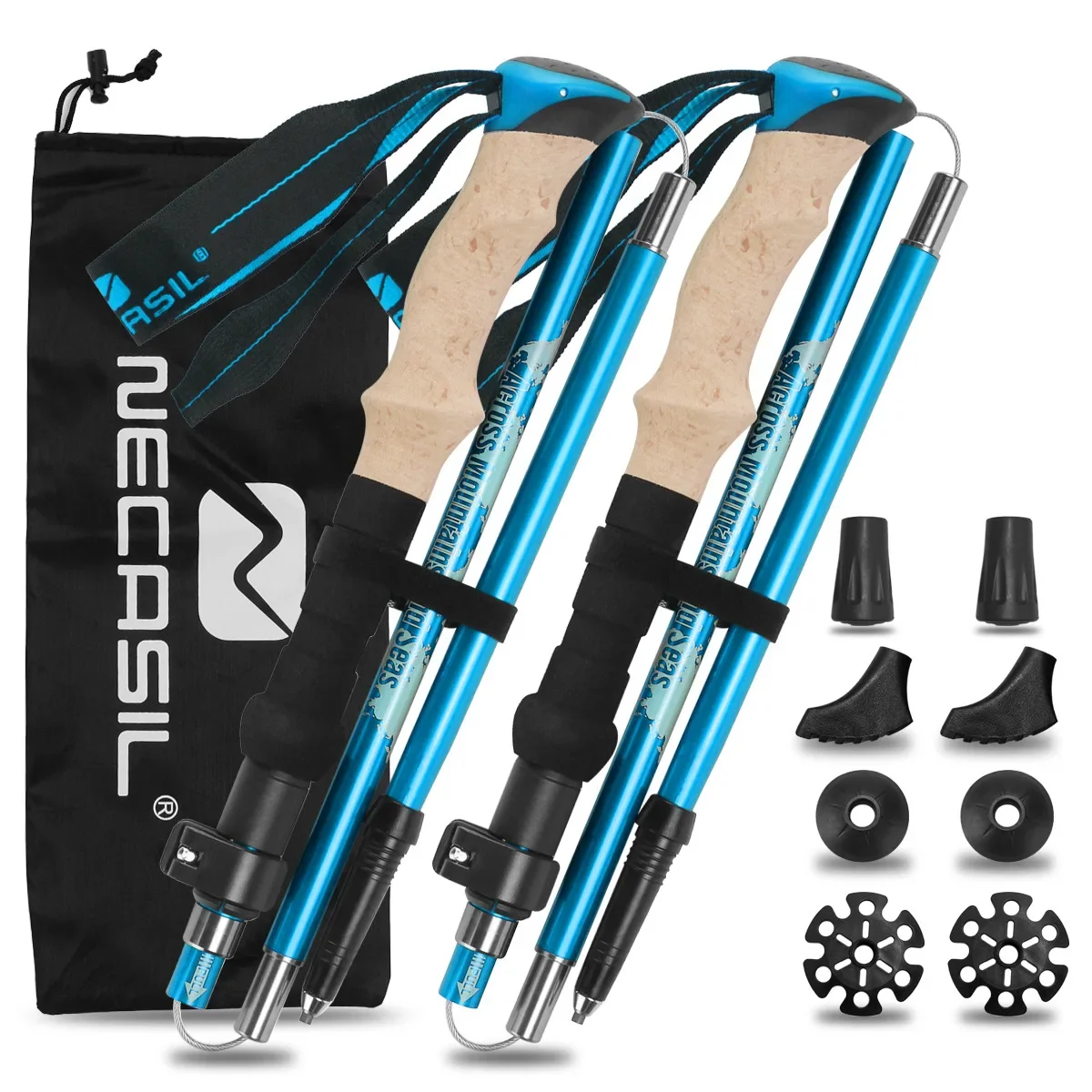 Trekking Pole Carbon - 2-pack lichtgewicht opvouwbare trekkingstokken set van
